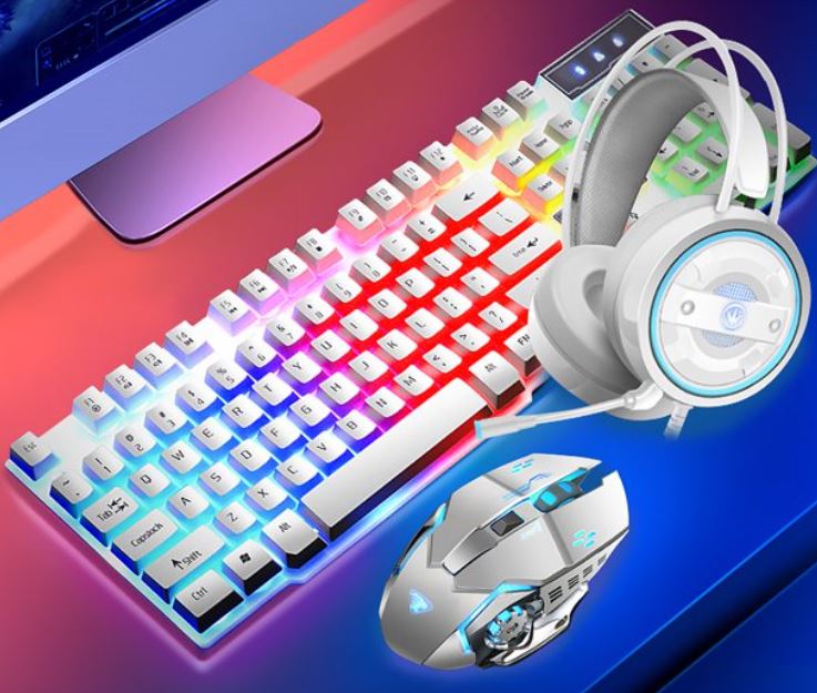 Colorful Keyboard and Mouse Gaming Headset