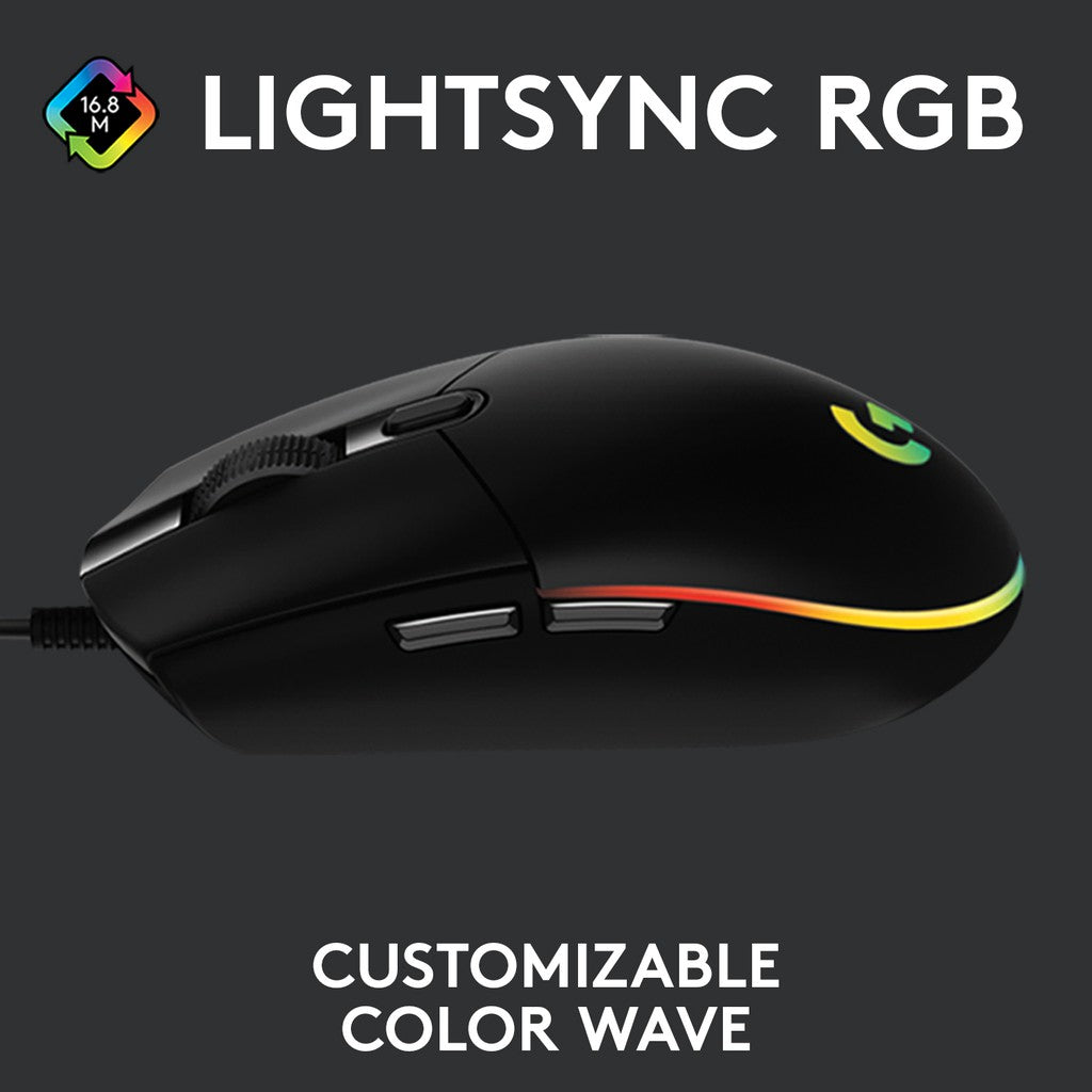 Logitech G203 Lightsync RGC Wired Mouse Black