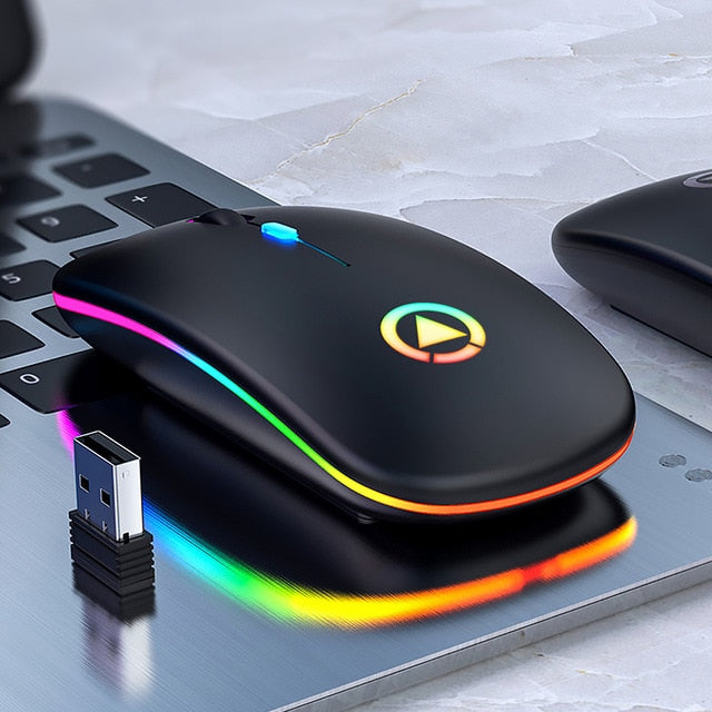 Slim LED Colorful Lights Rechargeable Mouse