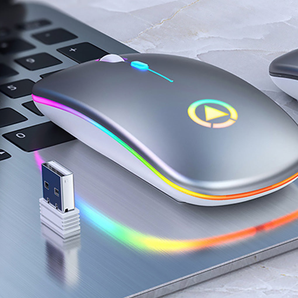 Slim LED Colorful Lights Rechargeable Mouse